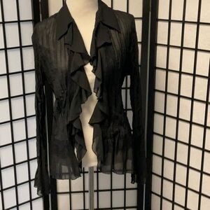Vintage black blouse with ruffles